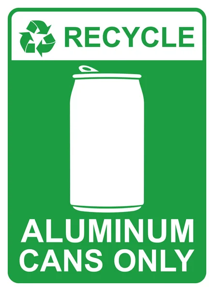 Reciclar Signo Vectorial Latas Aluminio Solamente — Vector de stock
