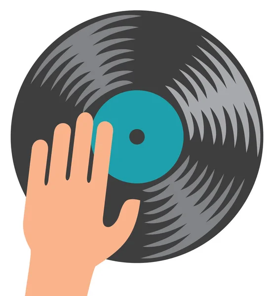 Icon Vinyl Disc Hand — Stock Vector