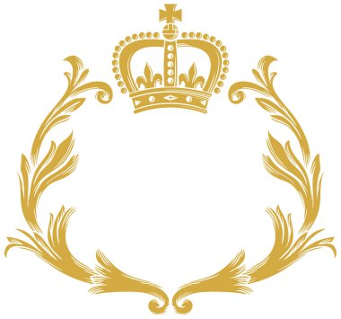 taç ve stilize çiçek çelenk - vintage tasarım 