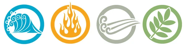 Símbolos Cuatro Elementos Agua Fuego Aire Tierra — Vector de stock