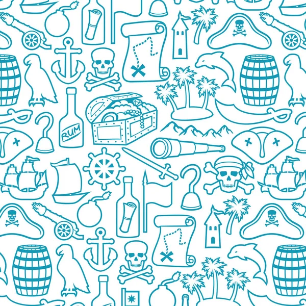 Pirates Ligne Mince Icônes Ensemble Sabre Crâne Avec Bandana Crochet — Image vectorielle