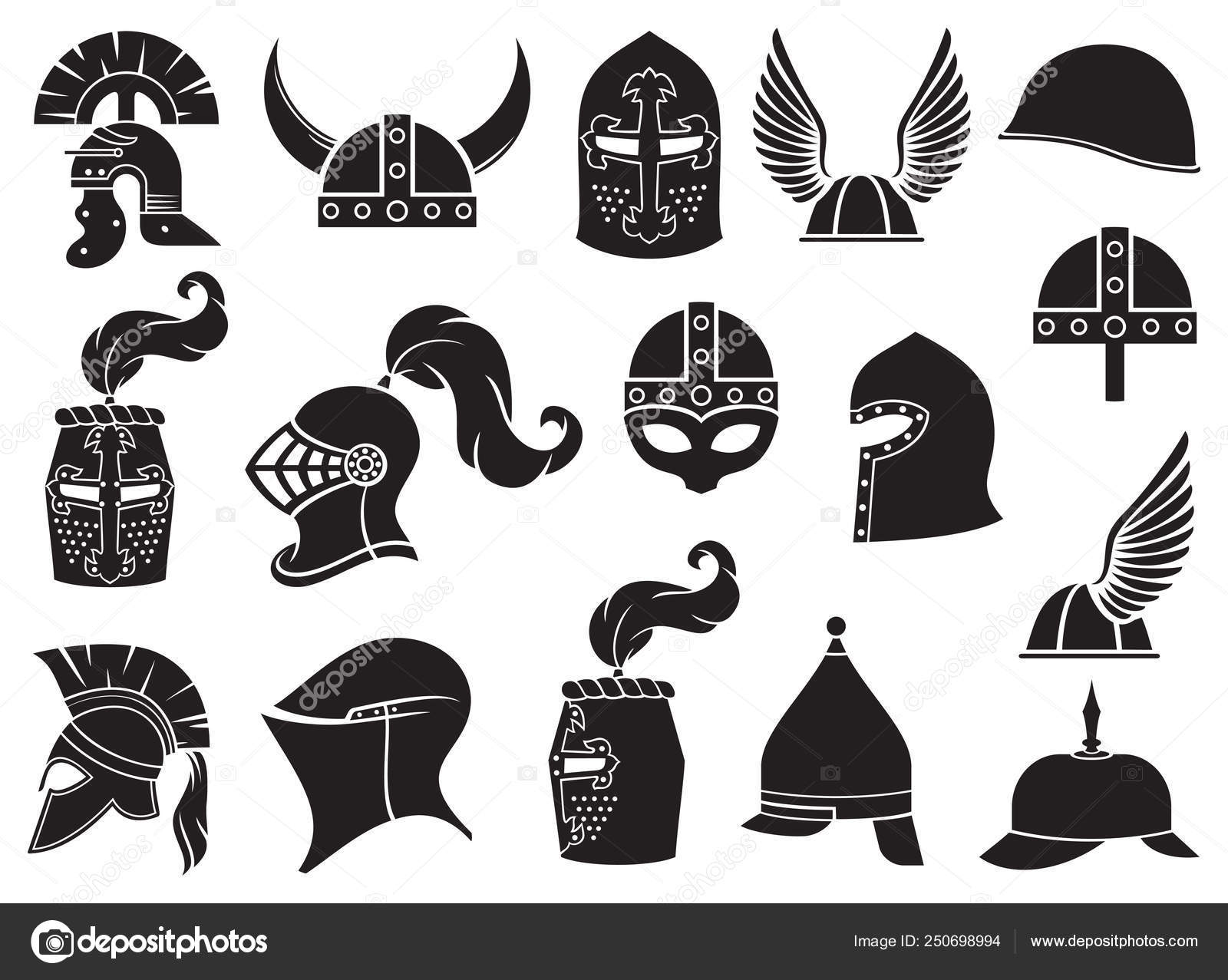 军事头盔向量图标设置古罗马希腊或斯巴达战士中世纪骑士图库矢量图©Tribaliumivanka 250698994, image size:1600x1277