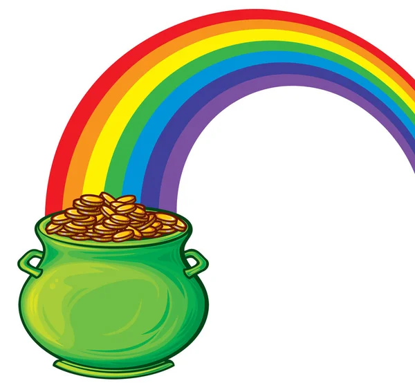 金と虹の鍋 — ストックベクタ