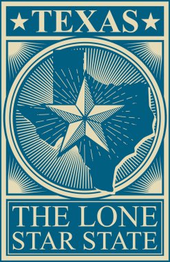 Texas Lone Star State vintage tasarım 