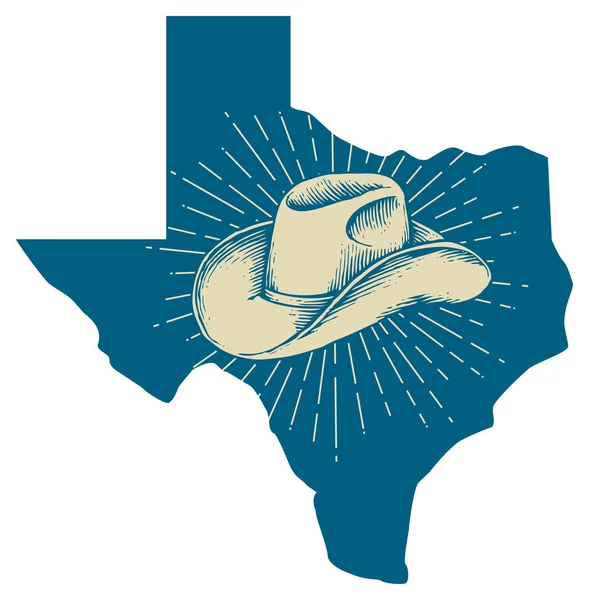 Mapa Texas Diseño Sombrero Vaquero — Vector de stock