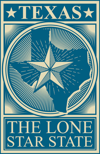Texas the Lone Star State vintage design 