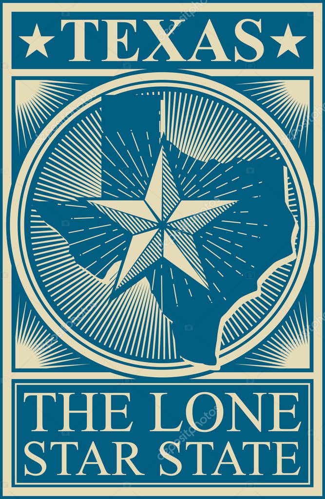 Texas the Lone Star State vintage design