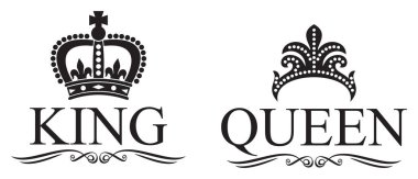 kral ve kraliçe taçlar vektör tasarımı