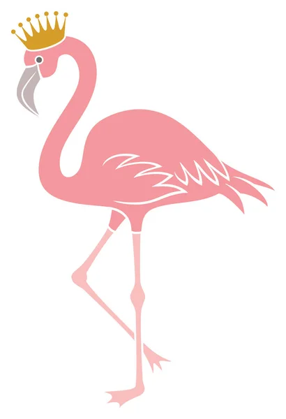 Oiseau Flamant Rose Avec Icône Vectorielle Couronne — Image vectorielle
