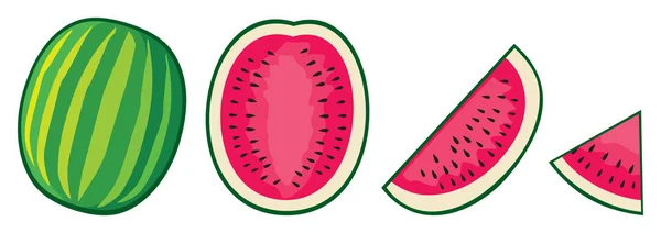Wassermelone Symbole Vektor Set — Stockvektor
