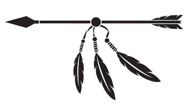 Flecha Plumas Indígenas — Vector de stock