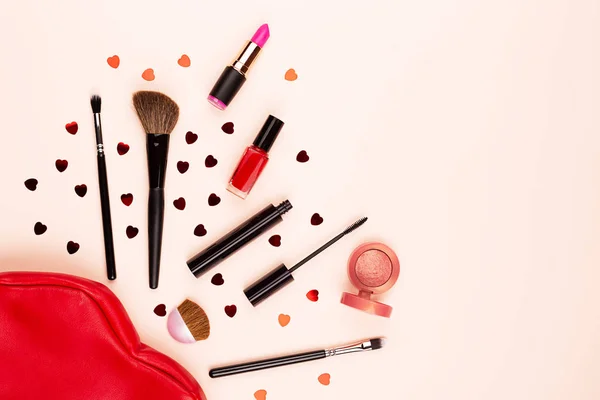 Diverse producten van de schoonheid en make-up — Stockfoto