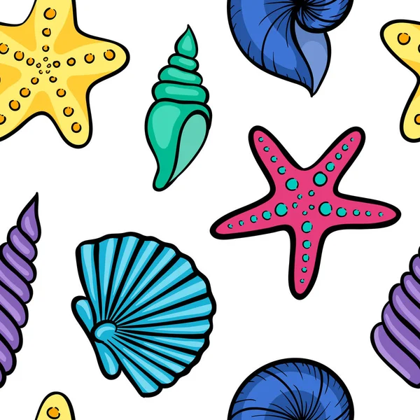 Muschel Nahtlose Muster Design Für Urlaubs Grußkarten Und Einladung Saisonalen — Stockvektor
