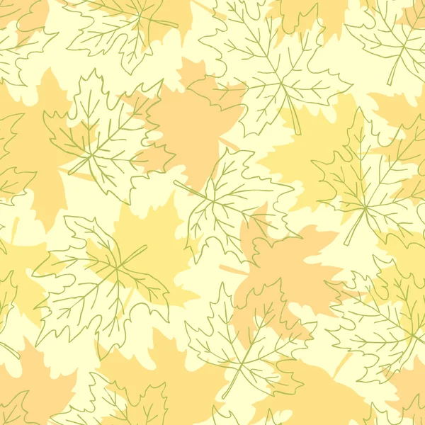 Indah Pola Corat Coret Mulus Dengan Maple Kuning Meninggalkan Sketsa - Stok Vektor