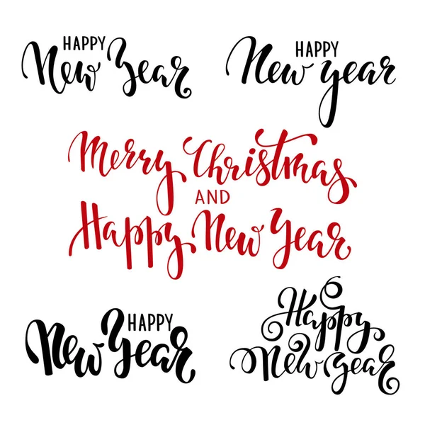Šťastný Nový Rok Ručně Kreslená Kreativní Kaligrafie Kartáčové Písmo Design — Stockový vektor