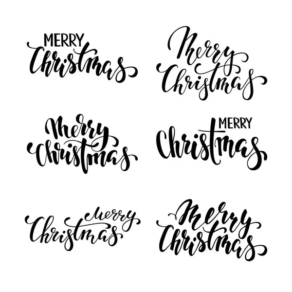 Feliz Navidad Caligrafía Creativa Dibujada Mano Letras Lápiz Cepillo Tarjetas — Vector de stock