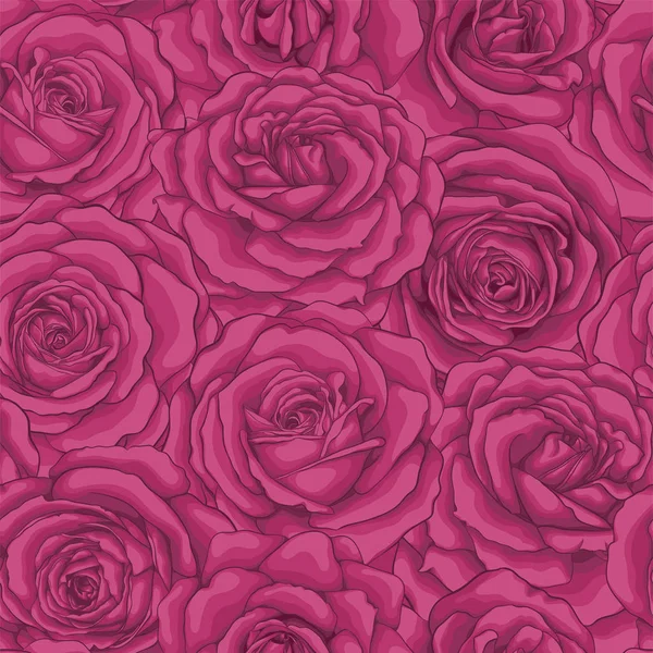 Όμορφη vintage ομαλή μοτίβο με Μπουκέτα από τριαντάφυλλα και φύλλα σχεδίαση ευχετήριας κάρτας και πρόσκληση του γάμου, γενέθλια, ημέρα του Αγίου Βαλεντίνου, ημέρα της μητέρας και άλλες διακοπές — Διανυσματικό Αρχείο