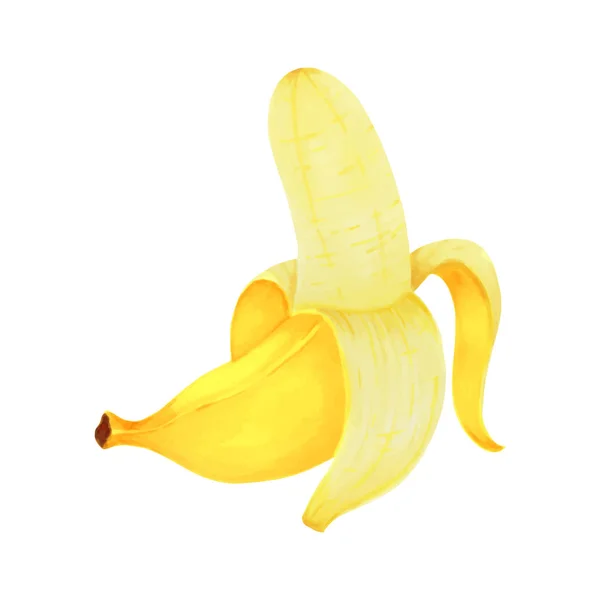 Pennarelli disegnati a mano che dipingono banana di frutta su sfondo bianco. design per biglietti di auguri e inviti di vacanze estive stagionali, feste estive in spiaggia, turismo e viaggi — Vettoriale Stock