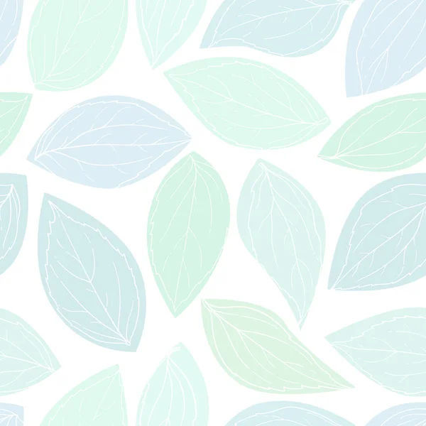 Seamless Background Pastel Green Leaves White Background Hand Drawn Insketh — Stock Vector