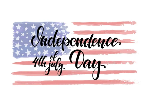 Bağımsızlık Gününüz Kutlu Olsun American Independence Typography Kartı Suluboya Amerikan — Stok Vektör