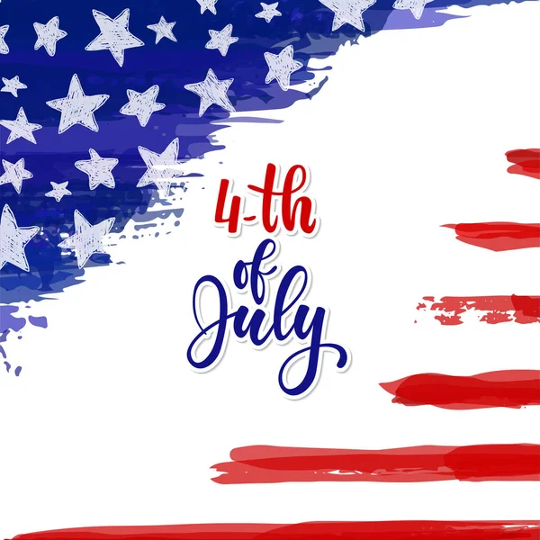 Bağımsızlık Gününüz Kutlu Olsun American Independence Typography Kartı Suluboya Amerikan — Stok Vektör