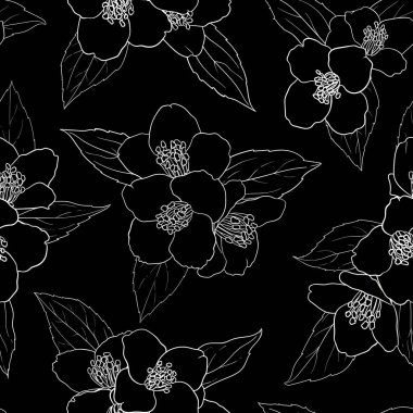 Siyah beyaz papatya papatyasıyla kusursuz bir desen. Vektör çizimi. Kutlama kartları ve düğün davetiyeleri için tasarım, doğum günü, sevgililer günü, anneler günü ve diğer mevsimsel tatiller.