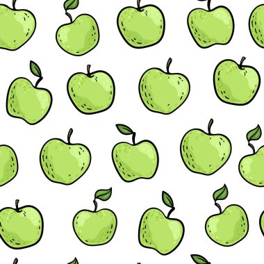 Güzel, siyah ve beyaz karalama desenli, sevimli karalama elma çizimi. El çizimi moda arka plan. tasarım arkaplan tebrik kartları, davetiyeler, kumaş ve tekstil.