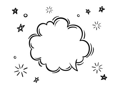 Siyah beyaz çizim yap, Speach baloncukları çiz. Vektör çizgisi çizimi,