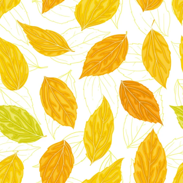 美丽的无缝背景与黄色 绿色的叶子 具有水彩画效果 设计背景贺卡和请柬 秋季假期 — 图库矢量图片