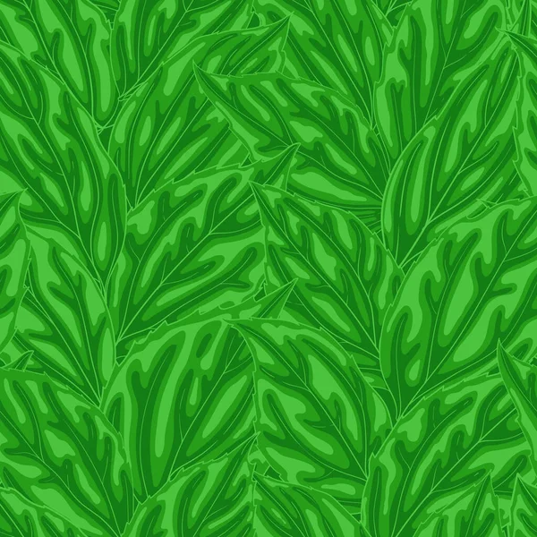 Krásné Bezešvé Pozadí Zelenými Listy Ručně Kreslené Efektem Kreslení Akvarelem — Stockový vektor
