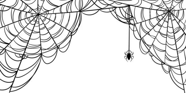 Halloween Spiderweb Fundo Com Aranha Espaço Cópia Cobweb Ilustração Pano — Vetor de Stock