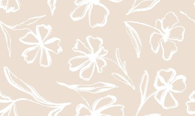 Yaprak dalı ve El Karalama Yazı Bitkileri afişi, pürüzsüz desen. Yaratıcı minimalist soyut sanat geçmişi. Duvar dekorasyonu, kartpostal, poster ve broşür tasarla