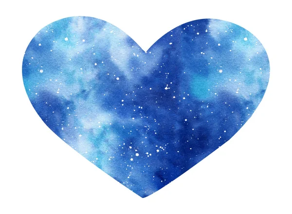 Hand painted watercolor space illustration in shape of a heart . — Stock Photo, Image