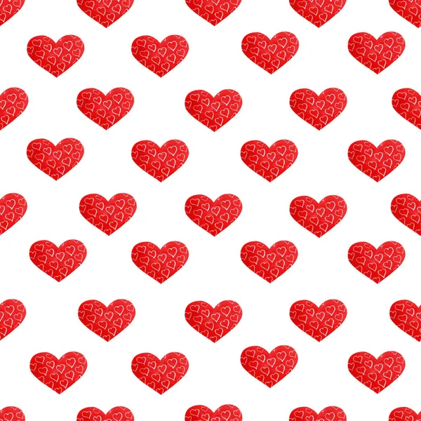 Watercolor red hearts seamless pattern.