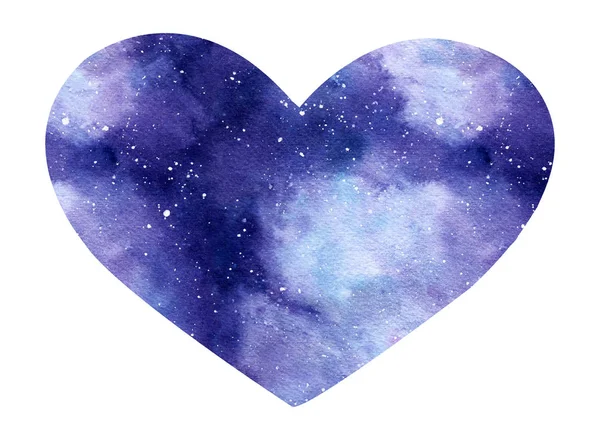 Acuarela pintada a mano espacio ilustración en forma de corazón  . —  Fotos de Stock