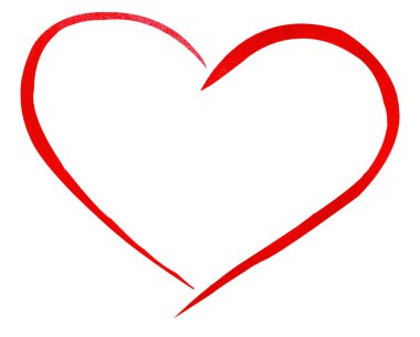 Suluboya el Kırmızı kalp boyalı. Aşk sembolü.