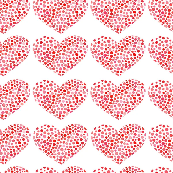 Acuarela corazones rojos patrón sin costura . —  Fotos de Stock