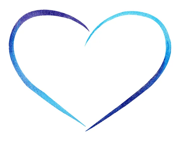 Watercolor hand painted blue heart. Symbol of love. — Stock Photo, Image