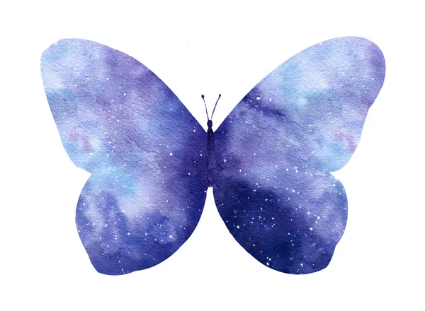Akwarela galaxy motyl na białym tle na białym tle. — Zdjęcie stockowe