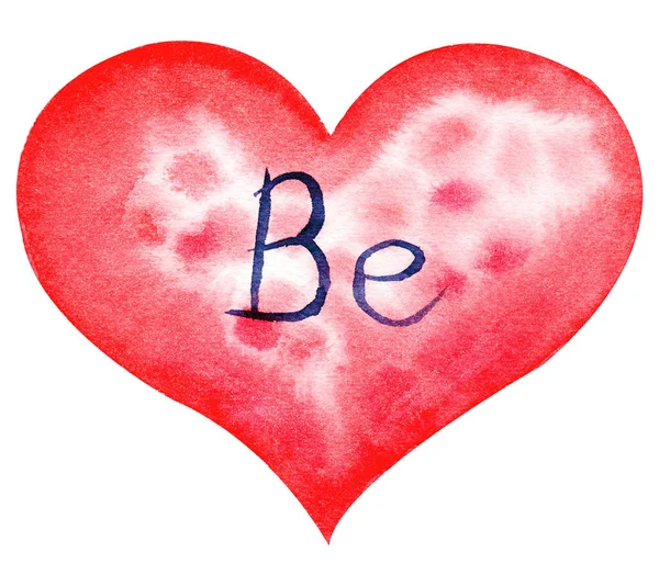 Aquarel hand geschilderd rood hart. Symbool van de liefde. — Stockfoto