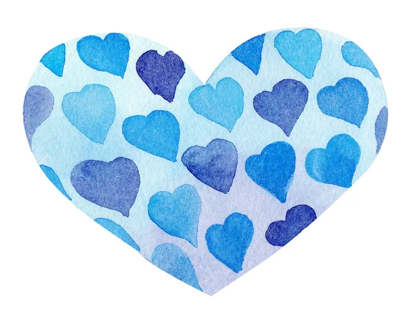 Acuarela pintada a mano corazón azul. Símbolo del amor . —  Fotos de Stock