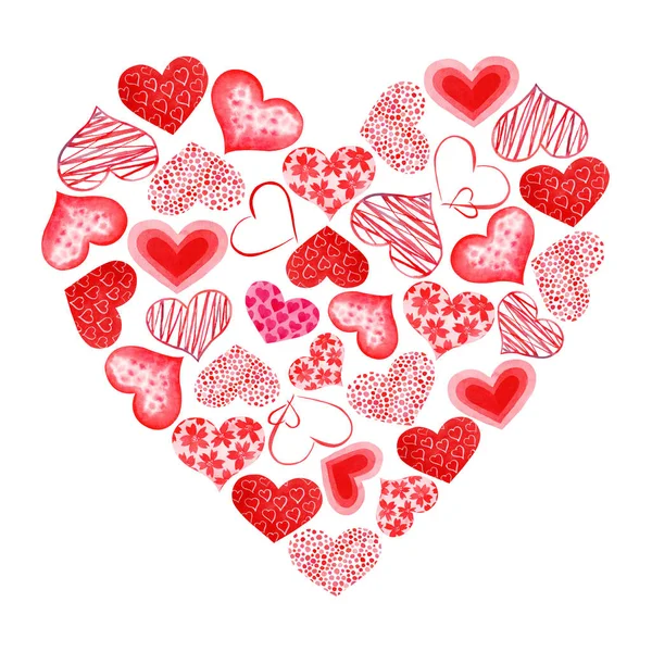 Suluboya el Kırmızı kalp boyalı. Aşk sembolü.