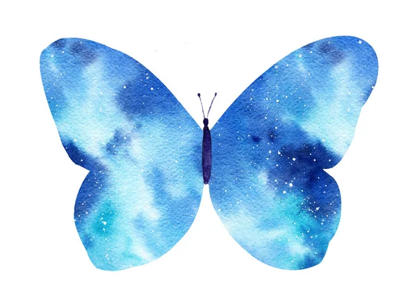 Watercolor galaxy butterfly isolated on the white background. — Stock Photo, Image