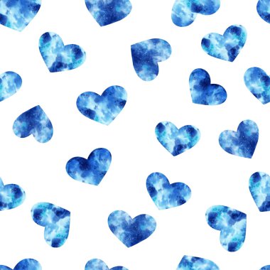 Sulu Boya Dikişsiz desen parlak gökada yürekleri. Şirin dekoratif arka plan. Sezon dekorasyon, kağıt ambalaj için duvar kağıdı.
