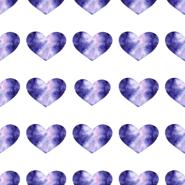 Watercolor Seamless Pattern Bright Galaxy Hearts Cute Decorative Background Wallpaper — Stock Photo, Image