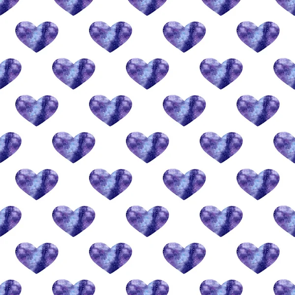 Watercolor Seamless Pattern Bright Galaxy Hearts Cute Decorative Background Wallpaper — Stock Photo, Image