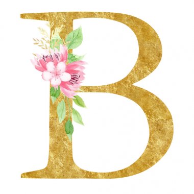 Çiçek raster illüstrasyon ile ilk B harfi