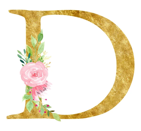 Çiçek raster illüstrasyon lu ilk D harfi