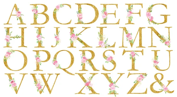 Ensemble raster alphabet latin floral — Photo