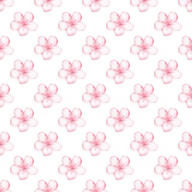 Blooming sakura tomurcukları suluboya dikişsiz desen